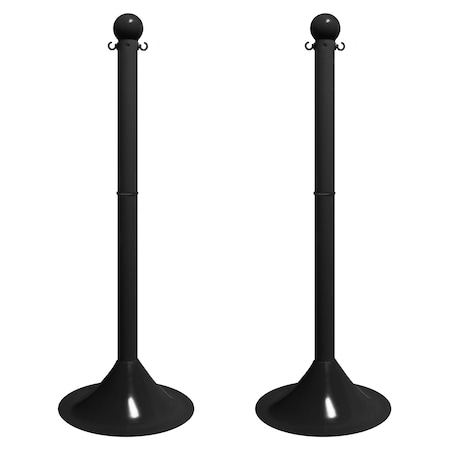 Mr. Chain Black Light Duty Stowable Stanchion, 2PK 93503-2